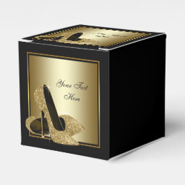 Caja Para Regalos Zapato de tacón alto con brillo negro y dorado