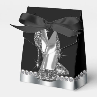 Caja Para Regalos Zapato de tacón alto Purpurina de tacón negro
