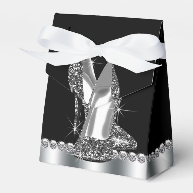 Caja Para Regalos Zapato de tacón alto Purpurina elegante (Front Side)