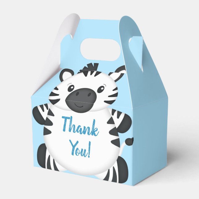 Caja Para Regalos Zebra Baby Shower Safari Blue Boy (Front Side)