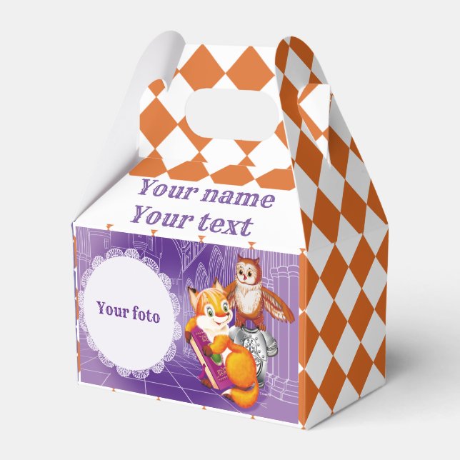 Caja Para Regalos zorro y búho violet (Front Side)