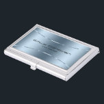 Caja Para Tarjetas De Visita Aspecto moderno de acero inoxidable azul metálico<br><div class="desc">Imagen moderna,  simple y minimalista de un fondo metálico azul de acero inoxidable con un brillante acento azul.</div>