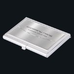 Caja Para Tarjetas De Visita Aspecto moderno de aluminio cepillado metálico pla<br><div class="desc">Sencillo y elegante diseño de fondo metálico plateado, luce papel de aluminio cepillado tarjetas de visita personalizado. Esta es una imagen y no un acabado metalizado o metálico real. Personalizable completo. Si necesitas ayuda para personalizar alguno de mis diseños, envíame un mensaje en Zazzle: el formato de texto gratuito con...</div>