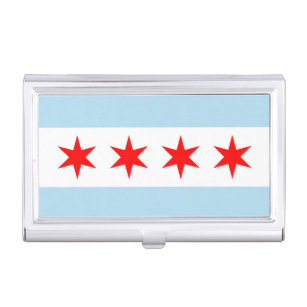 Caja Para Tarjetas De Visita Bandera de Chicago, titular de la tarjeta de visit