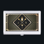 Caja Para Tarjetas De Visita Bar Bar Bar Bar Club Moderno de Oro Decorado<br><div class="desc">Bar Bar Bar Bar Bar moderno con tarjeta de visita Art Déco.</div>