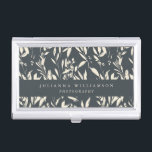 Caja Para Tarjetas De Visita Boho Black Hand Drake Floral Professional Personal<br><div class="desc">Estuche Boho Modern Black Hand Drake Floral Profesional Personalizado para tarjeta de visita</div>