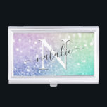Caja Para Tarjetas De Visita Bonito Purpurina holográfico Girly Glamorous<br><div class="desc">Personalice fácilmente este elegante y colorido patrón de purpurina bokeh con los detalles de su personalizado.</div>