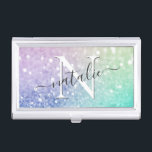 Caja Para Tarjetas De Visita Bonito Purpurina holográfico Girly Glamorous<br><div class="desc">Personalice fácilmente este elegante y colorido patrón de purpurina bokeh con los detalles de su personalizado.</div>