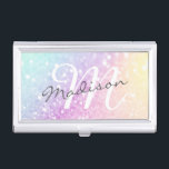 Caja Para Tarjetas De Visita Bonito Purpurina holográfico Girly Glamorous<br><div class="desc">Personalice fácilmente este elegante y colorido patrón de purpurina bokeh con los detalles de su personalizado.</div>