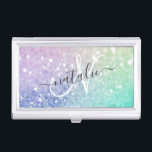 Caja Para Tarjetas De Visita Bonito Purpurina holográfico Girly Glamorous<br><div class="desc">Personalice fácilmente este elegante y colorido patrón de purpurina bokeh con los detalles de su personalizado.</div>