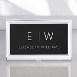 Caja Para Tarjetas De Visita Clásico Elegante Moderno Monograma Minimalista Nom<br><div class="desc">Eleva tu imagen profesional con nuestro elegante y clásico soporte de tarjetas de visita Minimalista monograma. Este accesorio meticulosamente elaborado combina a la perfección la elegancia atemporal con el minimalismo contemporáneo, convirtiéndolo en una herramienta esencial para cualquier profesional moderno. Diseñado con precisión y meticulosa atención a los detalles, este titular...</div>