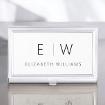 Caja Para Tarjetas De Visita Clásico Elegante Moderno Monograma Minimalista Nom<br><div class="desc">Eleva tu imagen profesional con nuestro elegante y clásico soporte de tarjetas de visita Minimalista monograma. Este accesorio meticulosamente elaborado combina a la perfección la elegancia atemporal con el minimalismo contemporáneo, convirtiéndolo en una herramienta esencial para cualquier profesional moderno. Diseñado con precisión y meticulosa atención a los detalles, este titular...</div>