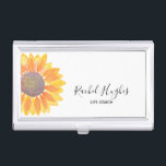 Caja Para Tarjetas De Visita Coach Life Sunflower<br><div class="desc">Este sencillo funda de tarjetas de visita floral está decorado con un girasol amarillo. Personalizar con tu nombre y ocupación. Hay tarjetas de visita coincidentes en mi tienda. Acuarela original © Michele Davies.</div>