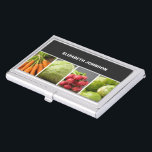 Caja Para Tarjetas De Visita Cocinero colorido fresco del nutricionista de las<br><div class="desc">Tenedor fresco de la tarjeta de visita con una foto profesional del estudio de verduras. Perfeccione para el cocinero,  nutricionista,  dietético,  consultor de la salud.</div>