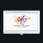 Caja Para Tarjetas De Visita Colorido Ilustracion Floral Bouquet Watercolorido<br><div class="desc">Comedor florido sobre fondo blanco. plantilla de titular de tarjeta de visita de planificador de bodas de personalizable</div>