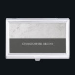 Caja Para Tarjetas De Visita Construcción moderna elegante de gris de piedra<br><div class="desc">Soporte moderno de tarjetas de visita con diseño de piedra y rayas de color gris oscuroDiseño sencillo y elegante.</div>