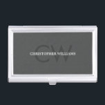 Caja Para Tarjetas De Visita Consultor monograma simple y elegante de textura g<br><div class="desc">Elegante titular de tarjeta de visita con un fondo gris de textura único. Puede personalizar con su monograma y emparejarlo con tarjetas de visita estándar/mini/grandes o pegatina y etiqueta.</div>