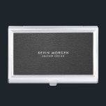 Caja Para Tarjetas De Visita Cuero de imitación gris oscuro<br><div class="desc">Textura de cuero de imitación gris oscuro.</div>