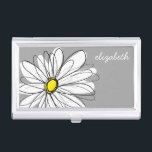 Caja Para Tarjetas De Visita Daisy de moda con gris y amarillo<br><div class="desc">Una obra de arte zen y caprichosa,  hipster. Puede añadir un nombre,  un monograma u otro texto personalizado. Si necesita mover el dibujo,  haga clic en el botón personalizar para realizar cambios.</div>