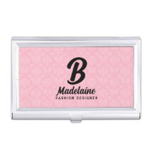 Damasco femenino en rosa y negro con monograma