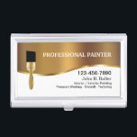 Caja Para Tarjetas De Visita Diseño moderno del pintor con clase<br><div class="desc">El diseño profesional con clase de la caja de la tarjeta de visita del pintor con oro coloreó elementos del diseño y la disposición simple que incluye un símbolo con clase de la brocha que añada un tacto de la clase al diseño. Creado para un contratista del pintor o de...</div>