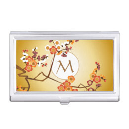 Caja Para Tarjetas De Visita El ciruelo japonés florece rama del rojo