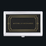 Caja Para Tarjetas De Visita Elegante Art Deco Profesional Negro/Oro<br><div class="desc">Coordina con la plantilla de la tarjeta profesional elegante Art Deco profesional Black/Gold para 1201AM. Su nombre o nombre de negocios está elegantemente decorado con un marco art deco en este titular de tarjeta de visita personalizado. La simple escritura y el diseño son profesionales y atemporales. El ambiente de lujo...</div>