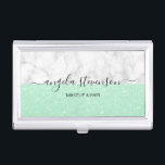 Caja Para Tarjetas De Visita Elegante artista moderno de maquillaje purpurina v<br><div class="desc">Diseño moderno con textura falsa purpurina,  mármol blanco y elegante fuente caligráfica.</div>