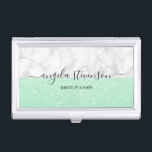 Caja Para Tarjetas De Visita Elegante artista moderno de maquillaje purpurina v<br><div class="desc">Diseño moderno con textura falsa purpurina,  mármol blanco y elegante fuente caligráfica.</div>