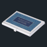 Caja Para Tarjetas De Visita Elegante Geométrico Real de Oro Azul Abstracto<br><div class="desc">Elegante y profesional funda de tarjetas de visita en azul y oro.</div>