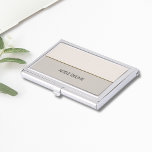 Caja Para Tarjetas De Visita Elegante Moda Línea de cobre rosa pálido<br><div class="desc">Elegante titular de tarjeta de visita con franjas rosadas/grises pálidas y una línea de cobre. Puede agregar su monograma o nombre.</div>