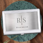 Caja Para Tarjetas De Visita Elegante Monograma Gris y Nombre Negro, Plata Cepi<br><div class="desc">Este elegante diseño de plata escobillada con monograma gris personalizado y nombre negro funciona bien para muchas profesiones. Excelente para diseñadores de interiores,  consultores,  artistas de cabello y maquillaje,  profesionales corporativos,  reparadores,  asociados de ventas,  planificadores inmobiliarios y más.</div>
