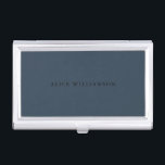 Caja Para Tarjetas De Visita Elegante Personalizado Minimalista negro azul oscu<br><div class="desc">Elegante oscuro azul Verde azulado azul negro Minimalista Personalizado maleta para tarjeta de visita</div>