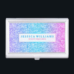 Caja Para Tarjetas De Visita Elegante Purpurina colorido e impresión de textura<br><div class="desc">Elegante purpurina colorido y chispas. Azul morado y rosa. Color de fuente azul y rosa sugerido. Disponible en otros productos. Personalizable completo de la plantilla del titular de la tarjeta de visita.</div>