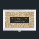 Caja Para Tarjetas De Visita Elegante Purpurina dorado deslucido Impresión de t<br><div class="desc">Elegante purpurina dorado con manchas claras y acento de fondo de textura brillante.</div>
