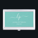 Caja Para Tarjetas De Visita Elegante y simple caligrafía manuscrita<br><div class="desc">El diseño es bonito y moderno. Simplemente agregue sus iniciales entre los símbolos y personalizar el texto.</div>