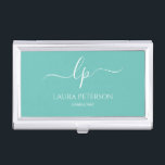 Caja Para Tarjetas De Visita Elegante y simple caligrafía manuscrita<br><div class="desc">El diseño es bonito y moderno. Simplemente agregue sus iniciales entre los símbolos y personalizar el texto.</div>