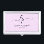 Caja Para Tarjetas De Visita Elegante y simple caligrafía manuscrita<br><div class="desc">El diseño es bonito y moderno. Simplemente agregue sus iniciales entre los símbolos y personalizar el texto.</div>