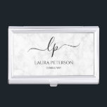 Caja Para Tarjetas De Visita Elegante y simple caligrafía manuscrita<br><div class="desc">El diseño es bonito y moderno. Simplemente agregue sus iniciales entre los símbolos y personalizar el texto.</div>