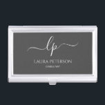 Caja Para Tarjetas De Visita Elegante y simple caligrafía manuscrita<br><div class="desc">El diseño es bonito y moderno. Simplemente agregue sus iniciales entre los símbolos y personalizar el texto.</div>
