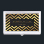 Caja Para Tarjetas De Visita Falsos galones elegantes del Relieve metalizado<br><div class="desc">Diseño elegante y elegante de modelo inconsútil de los falsos de oro galones del efecto metalizado. Personalizado con su nombre o monograma,  profesión,  o cualquier texto de su opción.</div>