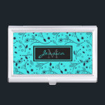Caja Para Tarjetas De Visita Floral azul brillante Bonito personalizada<br><div class="desc">Bonito llamativo funda de tarjetas de visita personalizada con motivos florales azules.</div>