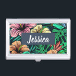 Caja Para Tarjetas De Visita Flores tropicales coloridas modernas personalizada<br><div class="desc">Flores tropicales coloridas con personalización moderna.</div>