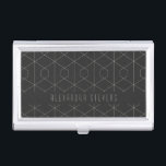 Caja Para Tarjetas De Visita Geometría lineal Art Deco Blanco Negro Personaliza<br><div class="desc">Geometría lineal Art Deco Caso de tarjeta de visita personalizada en blanco negro</div>