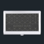 Caja Para Tarjetas De Visita Geometría lineal Art Deco Blanco Negro Personaliza<br><div class="desc">Geometría lineal Art Deco Caso de tarjeta de visita personalizada en blanco negro</div>