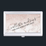 Caja Para Tarjetas De Visita Gradiente de mármol blanco Rosa dorado glamuroso P<br><div class="desc">Este elegante diseño es perfecto para la moderna y elegante moda. En el fondo de un fondo de piedra de mármol rosa y blanco, se ha imprimido un gradiente oscuro purpurina de color rosa falso. Es glamuroso, moda, lujoso, moderno y elegante. ***NOTA DE DISEÑO IMPORTANTE: Para cualquier solicitud de diseño...</div>