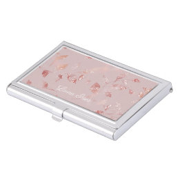 Caja Para Tarjetas De Visita Guión dorado rosado Rosa