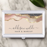 Caja Para Tarjetas De Visita Guión Moderno Elegante Y Gris Rosa De Rubor<br><div class="desc">Haga una declaración con este estuche Rubor Pink Gray And Gold Elegant Modern Script. La sofisticada mezcla de tonos rosa rosa, gris mullido y dorado brillante crea un ambiente lujoso y moderno. Este diseño de moda es perfecto para profesionales que quieran llevar sus tarjetas de visita con estilo. El guión...</div>