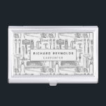 Caja Para Tarjetas De Visita Herramientas de carpintero de Ilustracion de vinta<br><div class="desc">Un diseño elegante y sencillo con herramientas antiguas. Ilustracion de herramientas de carpintería,  perfectas para el carpintero,  o para el artesano. Fácil de personalizar con tu nombre y ocupación.</div>