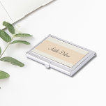 Caja Para Tarjetas De Visita Huella rosa pálida minimalista<br><div class="desc">Elegante titular de tarjeta de visita con fondo rosa pálido y gris. Puede agregar su monograma o nombre.</div>